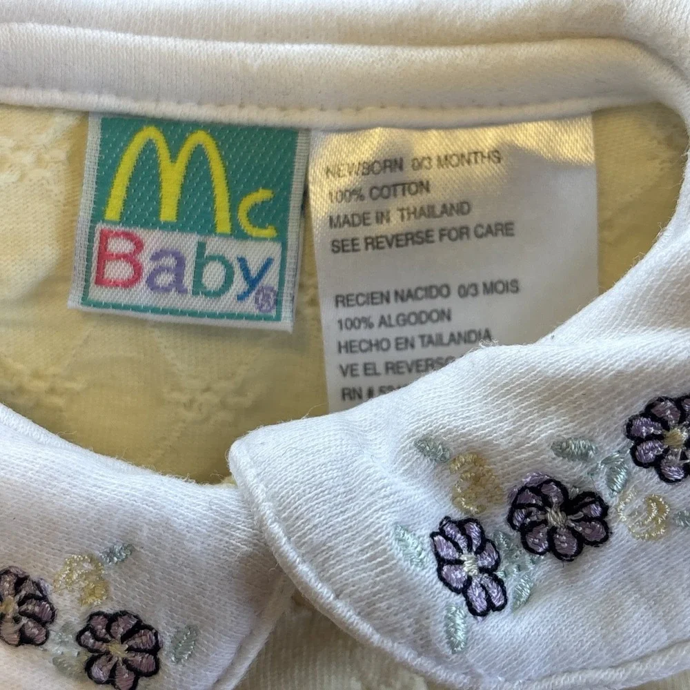 Vintage‎ McBaby 2 Piece Outfit Set 0-3 months Embroidered Flowers